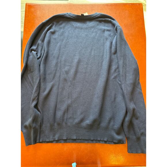 Mens Rugby Stripe Cotton Sweater Navy/White XL NWT Garter Stitch Knit - Picture 6 of 8